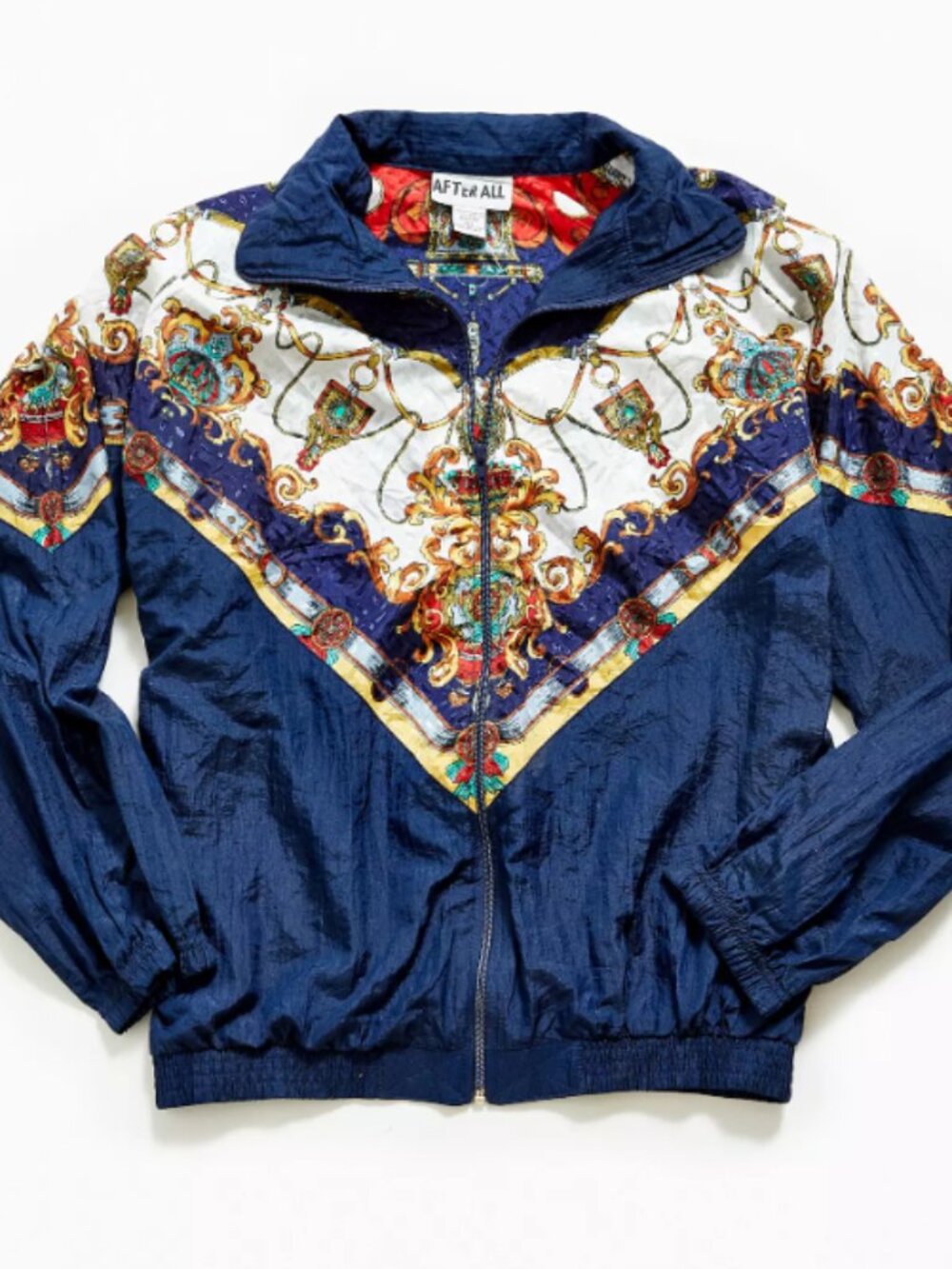 Vintage Baroque Print Bomber Jacket Women’s Size Medium Lightweight 90's 80's